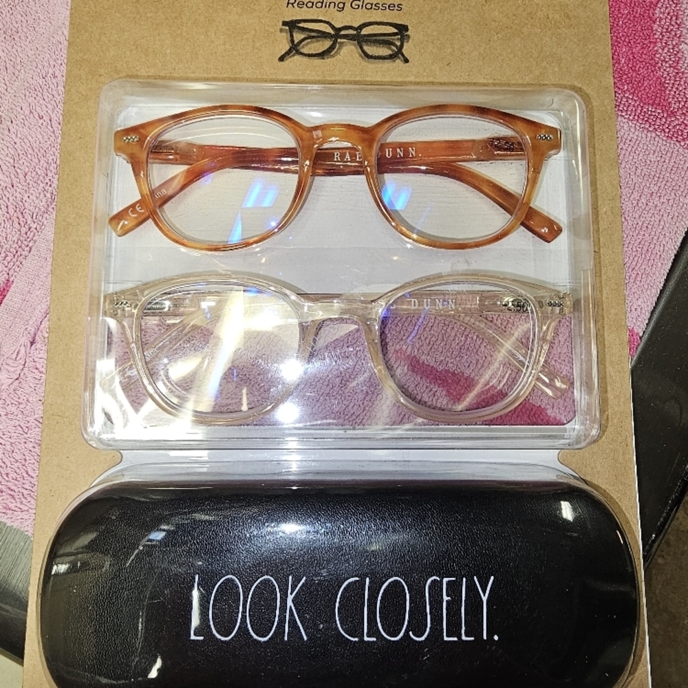 Rae Dunn 0.00 Reading Glasses Set - Brown and Clear